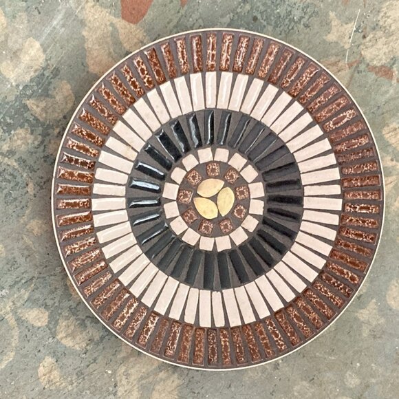 vintage mcm mosaic bowl serving Console decor 60s retro tiles - Picture 2 of 8